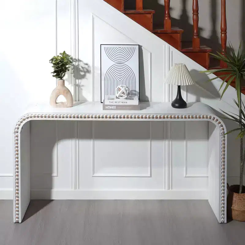 GDFStudio Ilra Modern Wooden Curved Console Table