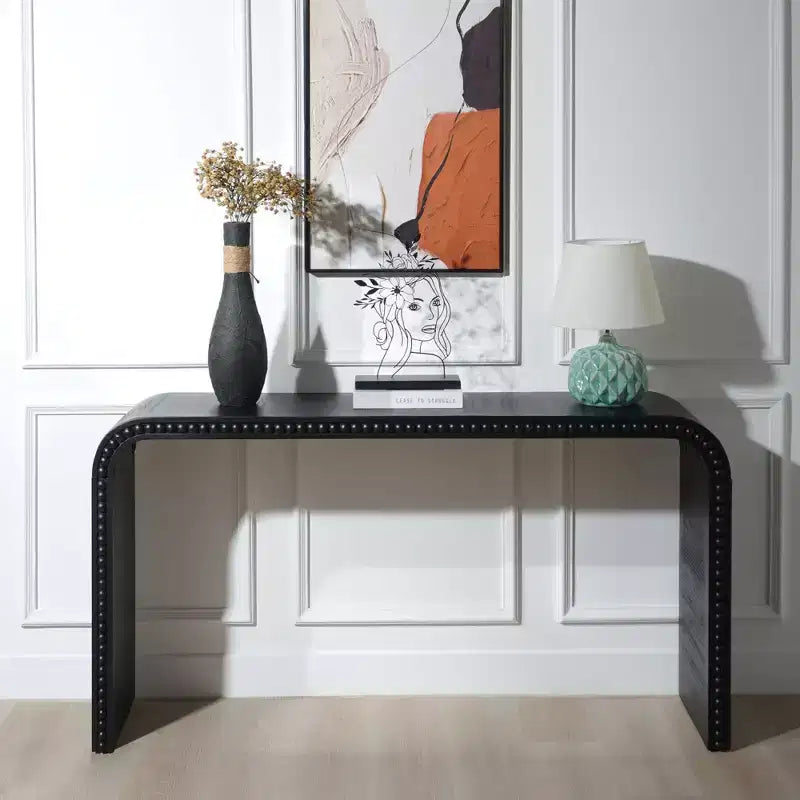 GDFStudio Ilra Modern Wooden Curved Console Table