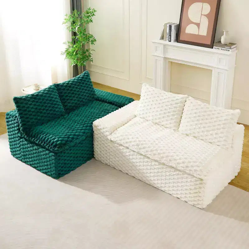 Modern Color-Blocked Modular Sectional Sofa, Deep Seat Turtle Velvet Cloud Sofa for Living Room, Bedroom, or Apartment-Panipeachy