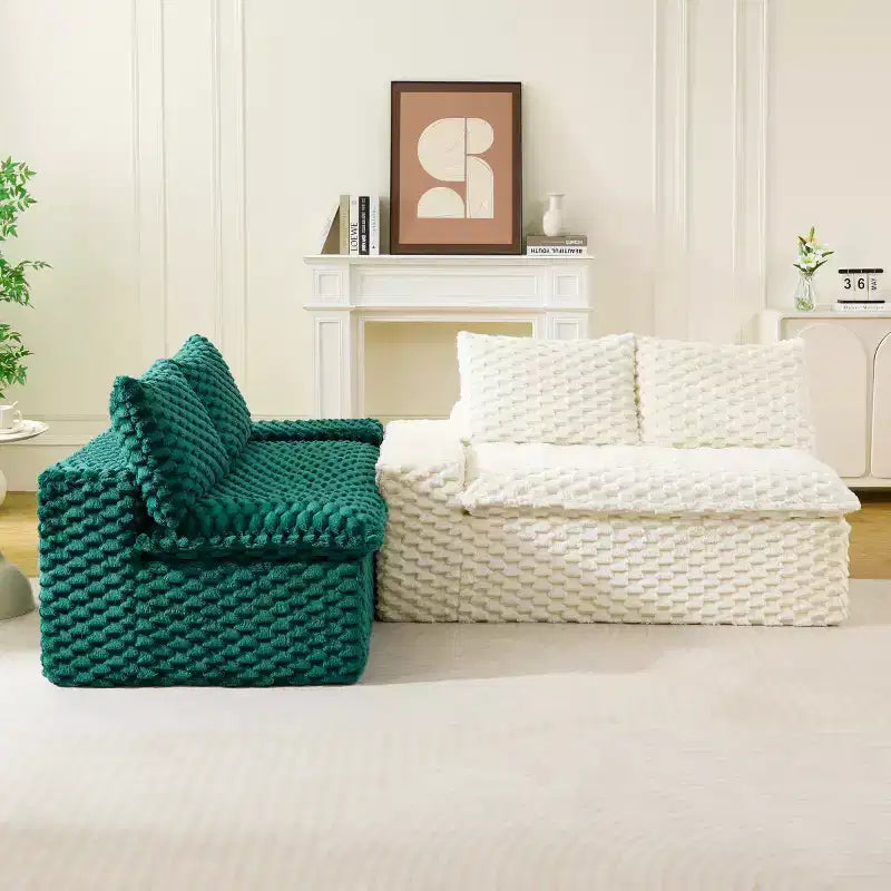 Modern Color-Blocked Modular Sectional Sofa, Deep Seat Turtle Velvet Cloud Sofa for Living Room, Bedroom, or Apartment-Panipeachy