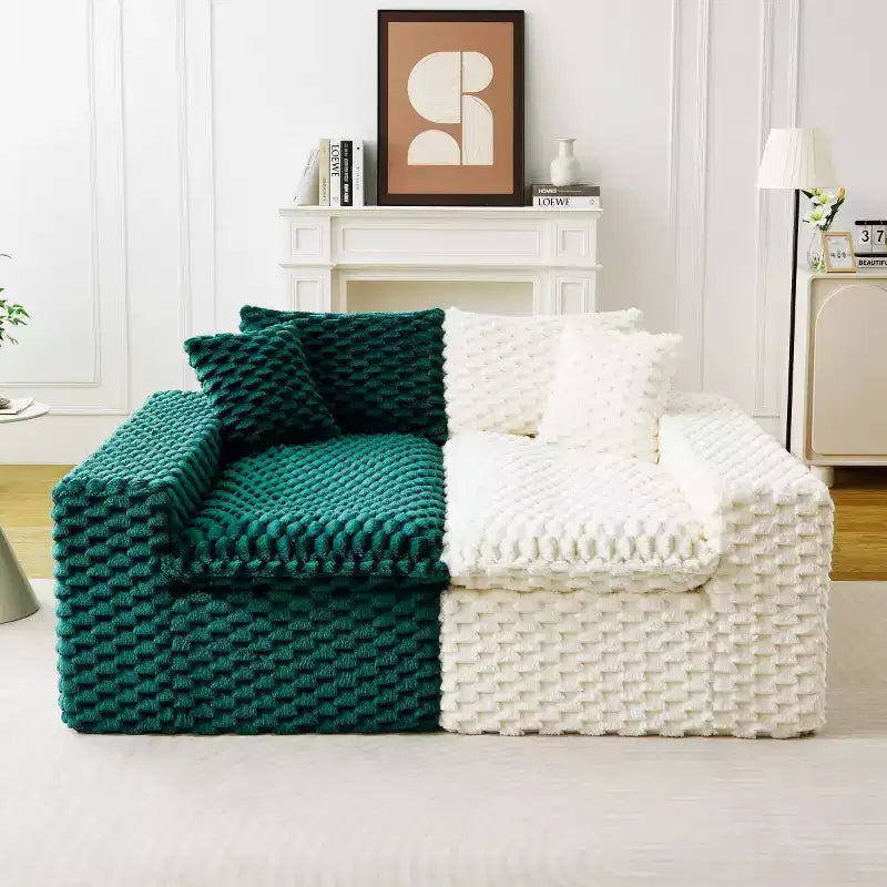 Modern Color-Blocked Modular Sectional Sofa, Deep Seat Turtle Velvet Cloud Sofa for Living Room, Bedroom, or Apartment-Panipeachy