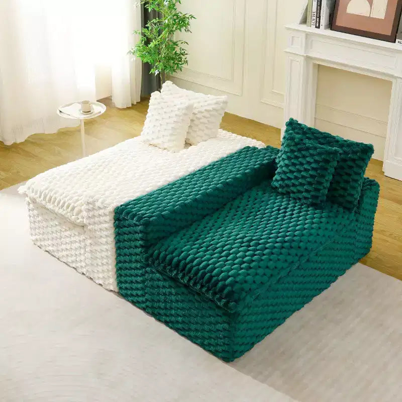 Modern Color-Blocked Modular Sectional Sofa, Deep Seat Turtle Velvet Cloud Sofa for Living Room, Bedroom, or Apartment-Panipeachy