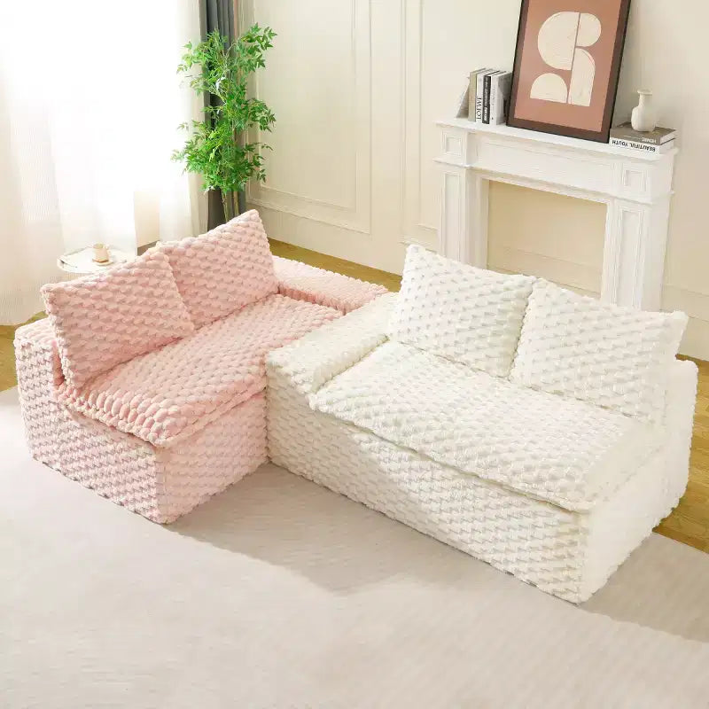 Modern Color-Blocked Modular Sectional Sofa, Deep Seat Turtle Velvet Cloud Sofa for Living Room, Bedroom, or Apartment-Panipeachy