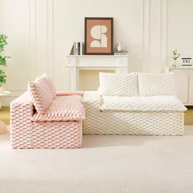 Modern Color-Blocked Modular Sectional Sofa, Deep Seat Turtle Velvet Cloud Sofa for Living Room, Bedroom, or Apartment-Panipeachy