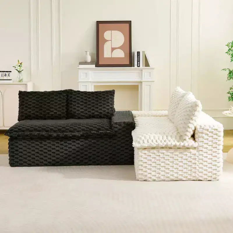 Modern Color-Blocked Modular Sectional Sofa, Deep Seat Turtle Velvet Cloud Sofa for Living Room, Bedroom, or Apartment-Panipeachy