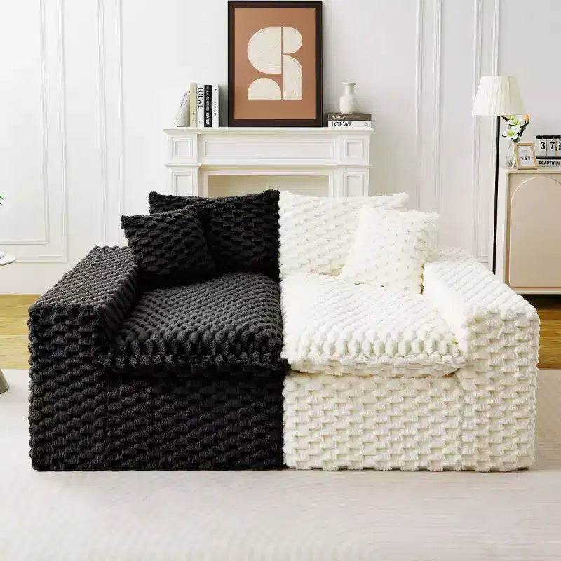 Modern Color-Blocked Modular Sectional Sofa, Deep Seat Turtle Velvet Cloud Sofa for Living Room, Bedroom, or Apartment-Panipeachy