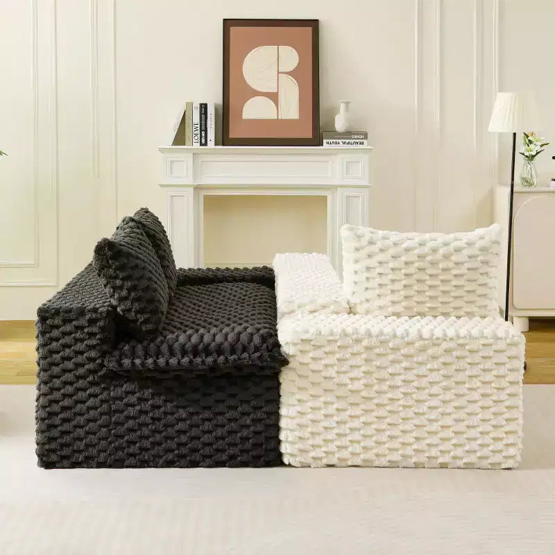 Modern Color-Blocked Modular Sectional Sofa, Deep Seat Turtle Velvet Cloud Sofa for Living Room, Bedroom, or Apartment-Panipeachy