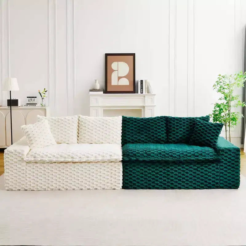 Modern Color-Blocked Modular Sectional Sofa, Deep Seat Turtle Velvet Cloud Sofa for Living Room, Bedroom, or Apartment-Panipeachy