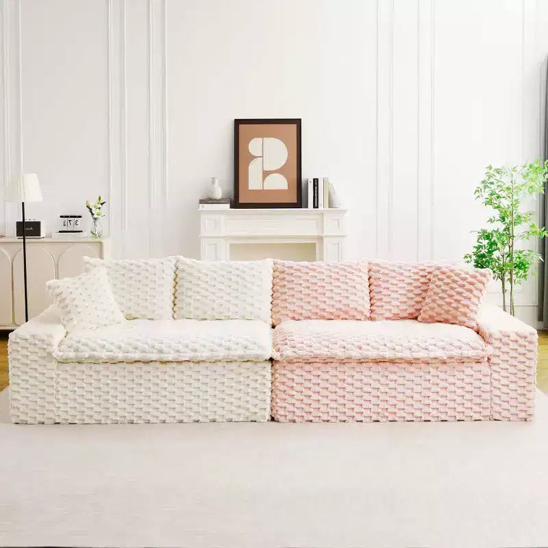 Modern Color-Blocked Modular Sectional Sofa, Deep Seat Turtle Velvet Cloud Sofa for Living Room, Bedroom, or Apartment-Panipeachy