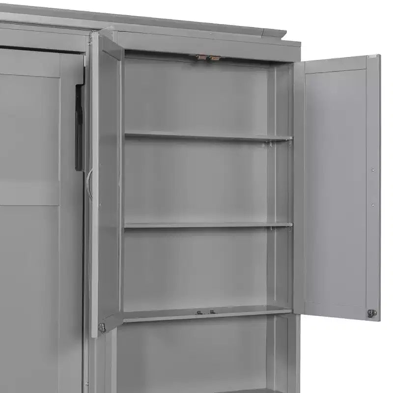 Polibi Full Concealed Murphy Bed Wall System with Dual Sliding 6-Tier Cabinets