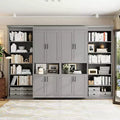 Polibi Full Concealed Murphy Bed Wall System with Dual Sliding 6-Tier Cabinets