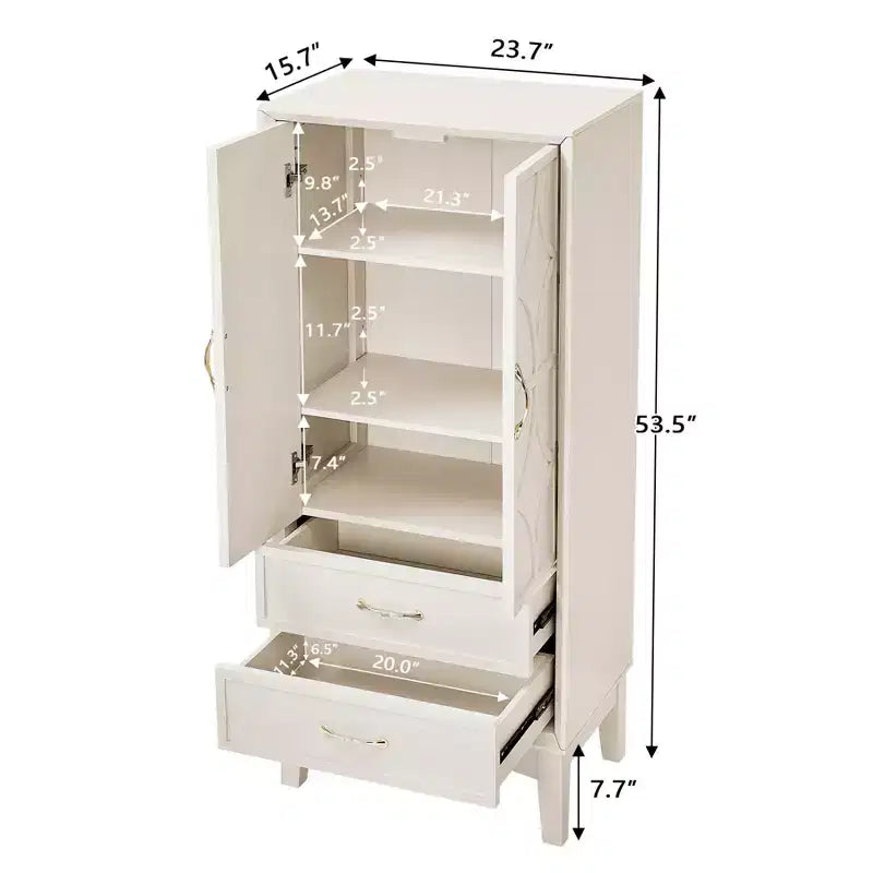 53.5in Tall Kitchen Pantry Storage Cabinet, Modern Sideboard Buffet Cabinet with Drawers for Entryway Hallway Living Room Kitchen