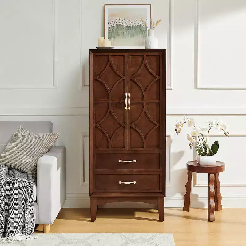53.5in Tall Kitchen Pantry Storage Cabinet, Modern Sideboard Buffet Cabinet with Drawers for Entryway Hallway Living Room Kitchen