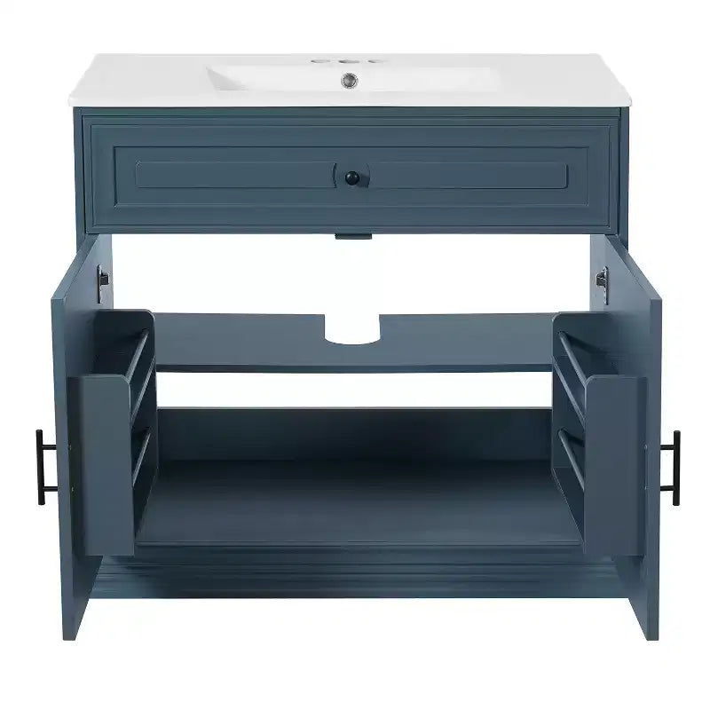 36 Bathroom Vanity Sink Combo with Storage, Wood Bathroom Cabinet with Soft Closing Doors and Shelf