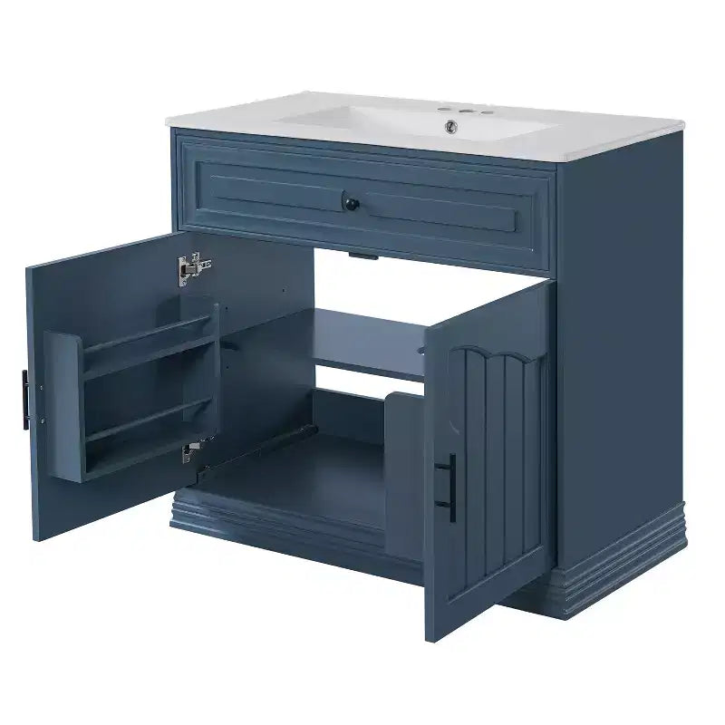 36 Bathroom Vanity Sink Combo with Storage, Wood Bathroom Cabinet with Soft Closing Doors and Shelf
