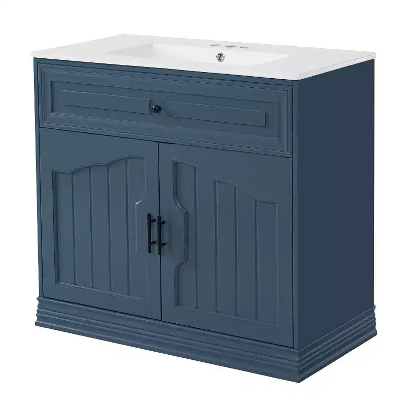 36 Bathroom Vanity Sink Combo with Storage, Wood Bathroom Cabinet with Soft Closing Doors and Shelf