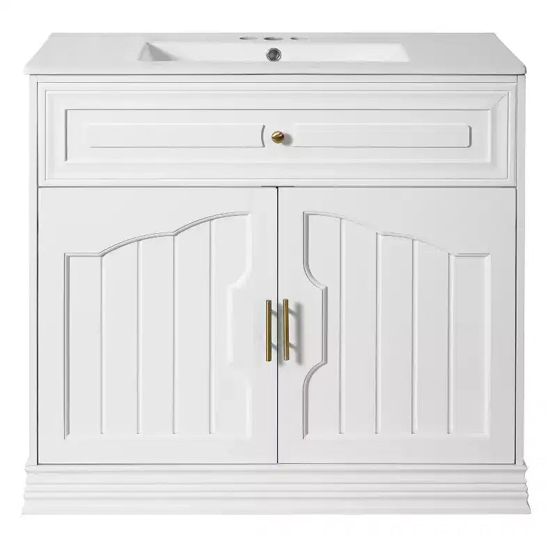 36 Bathroom Vanity Sink Combo with Storage, Wood Bathroom Cabinet with Soft Closing Doors and Shelf