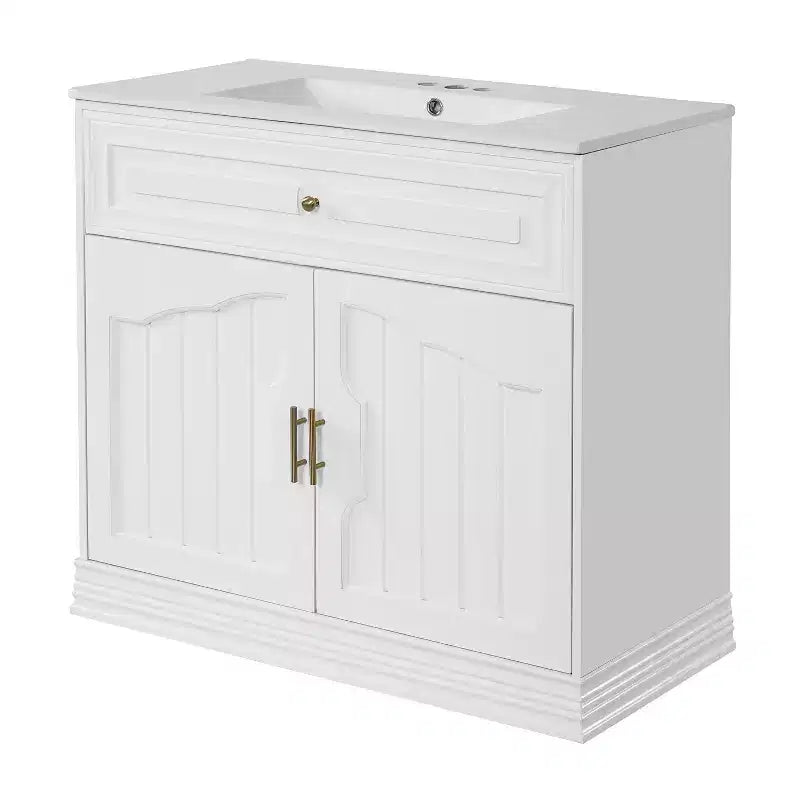 36 Bathroom Vanity Sink Combo with Storage, Wood Bathroom Cabinet with Soft Closing Doors and Shelf