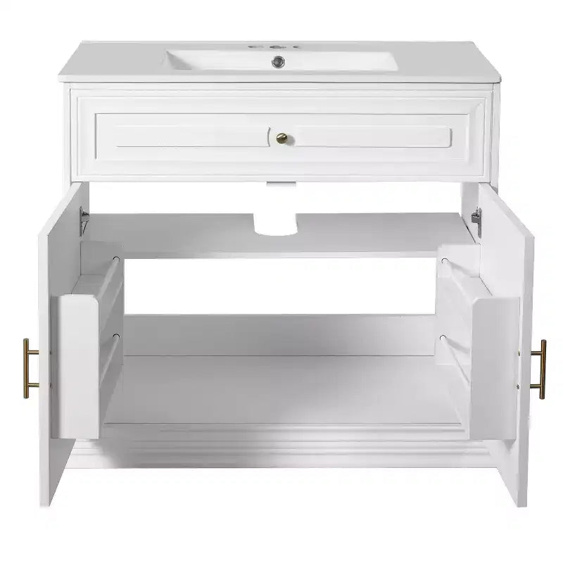 36 Bathroom Vanity Sink Combo with Storage, Wood Bathroom Cabinet with Soft Closing Doors and Shelf