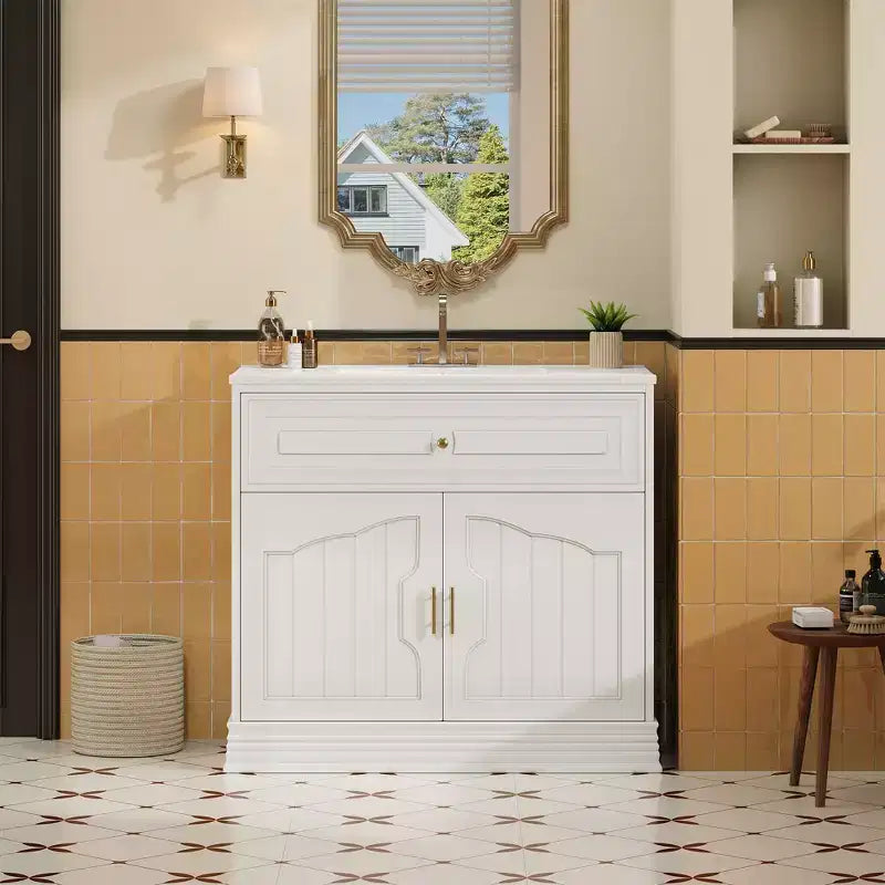 36 Bathroom Vanity Sink Combo with Storage, Wood Bathroom Cabinet with Soft Closing Doors and Shelf