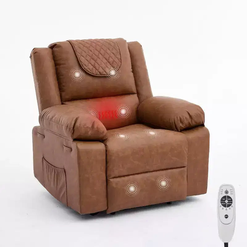Acekool Manual Recliner Chair, Massage & Heat, 135 Adjustable, Side Pockets, for Living Room & Bedroom