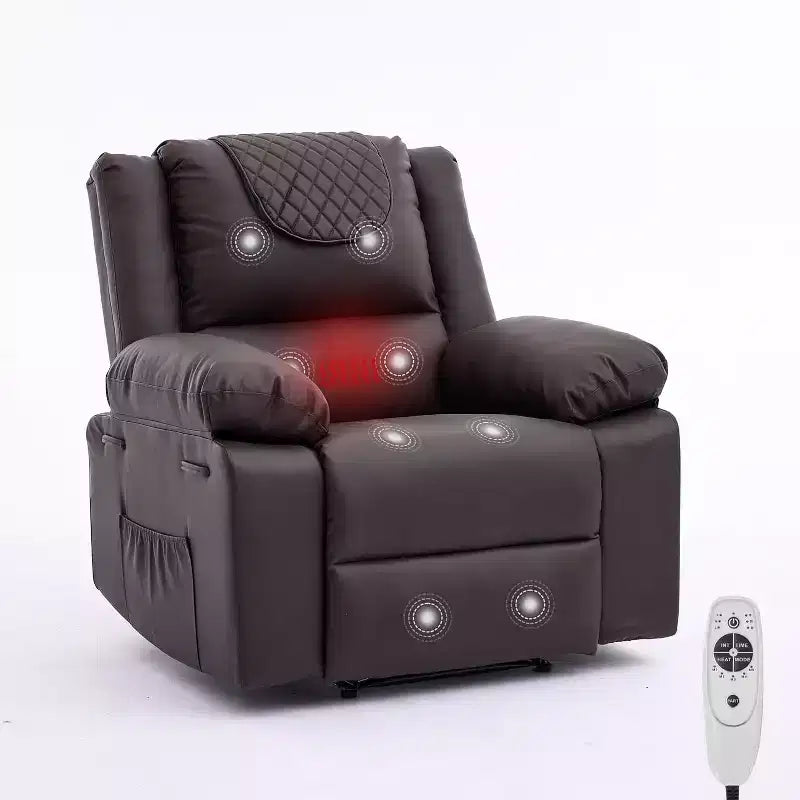 Acekool Manual Recliner Chair, Massage & Heat, 135 Adjustable, Side Pockets, for Living Room & Bedroom