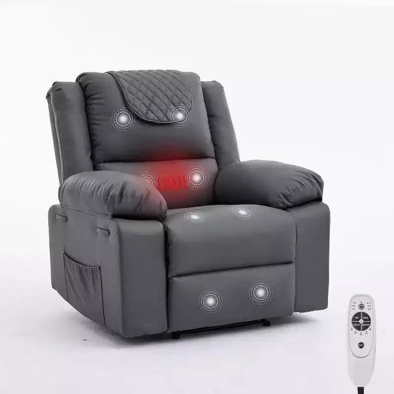 Acekool Manual Recliner Chair, Massage & Heat, 135 Adjustable, Side Pockets, for Living Room & Bedroom