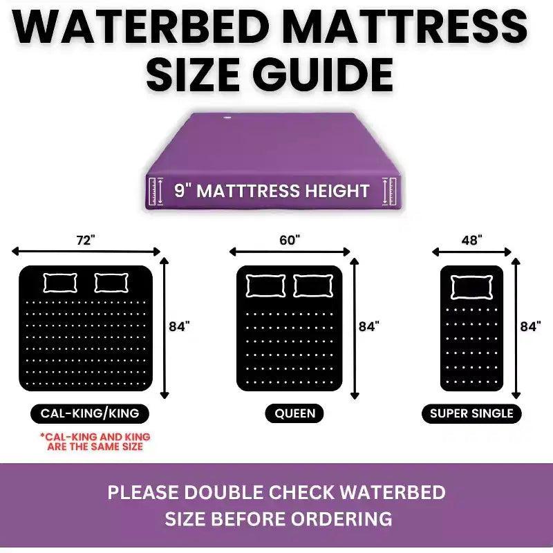 99% Waveless Hardside Waterbed Mattress with Eight Wave-Reducing Fiber Layers - Frame Not Included