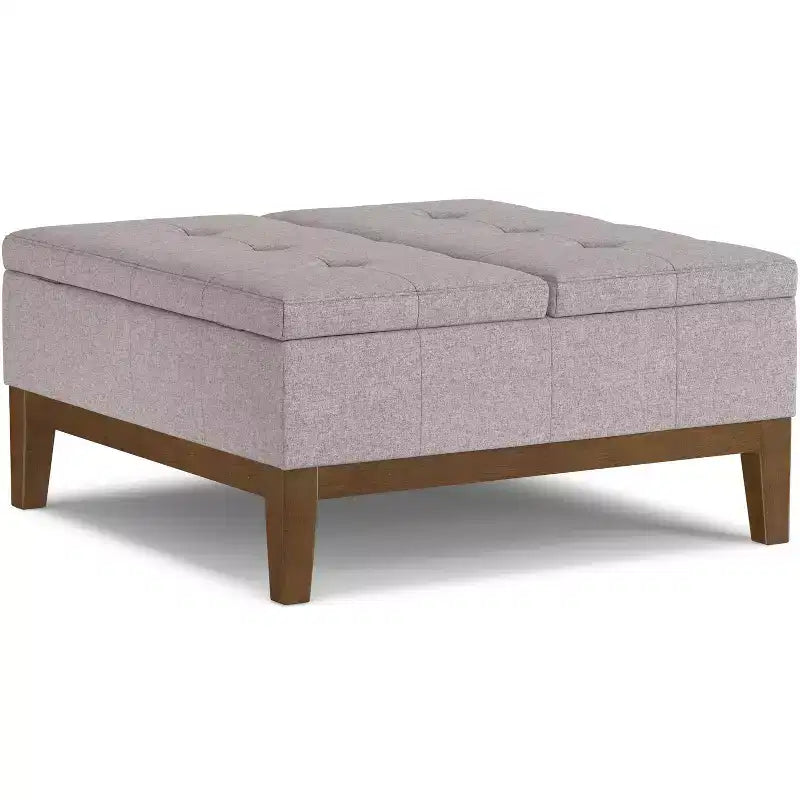 Lancaster 36 inch Wide Contemporary Square Storage Ottoman in Polyester Linen