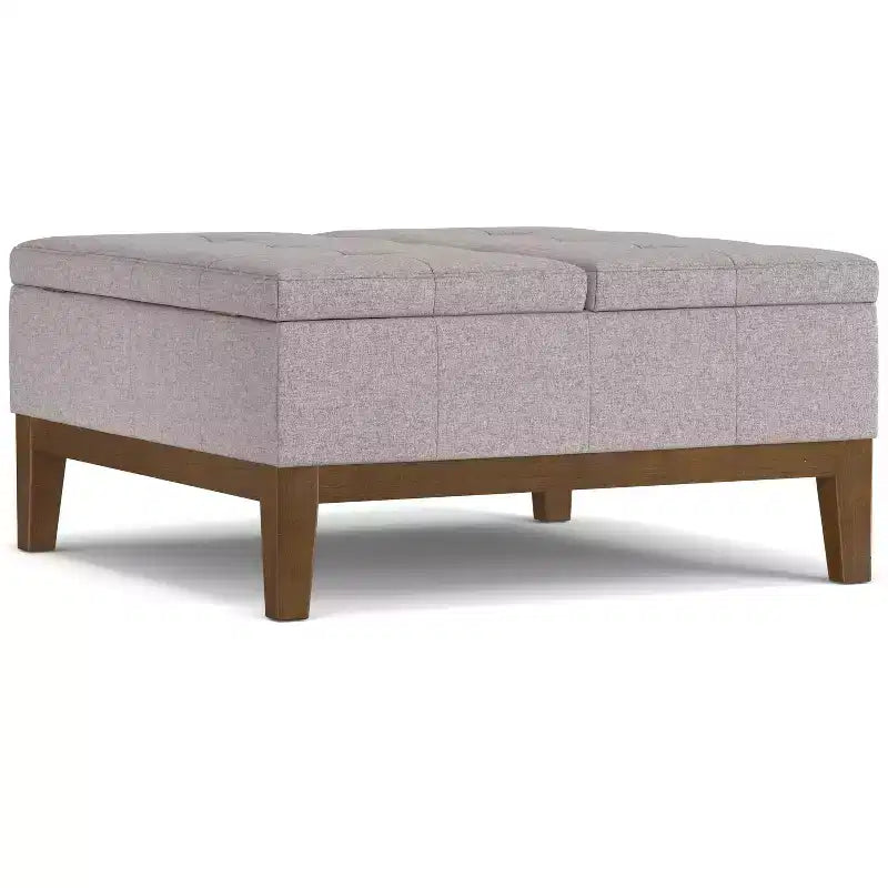 Lancaster 36 inch Wide Contemporary Square Storage Ottoman in Polyester Linen