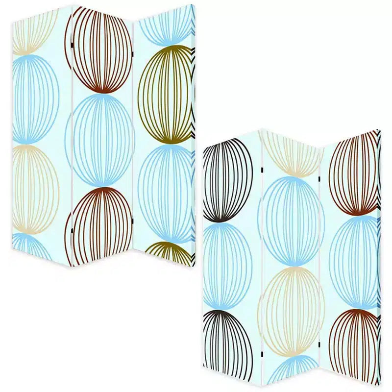 HomeRoots 72 Blue Canvas Folding Three Panel Screen Room Divider