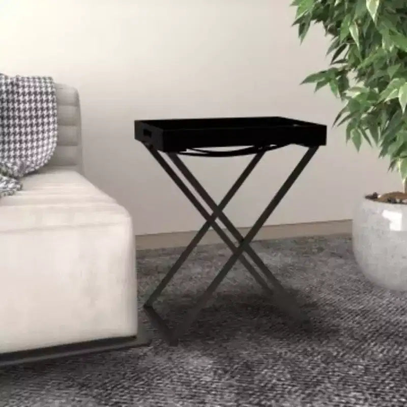 vidaXL Folding Table Accent Foldable Side Tea End Table with Iron Frame MDF
