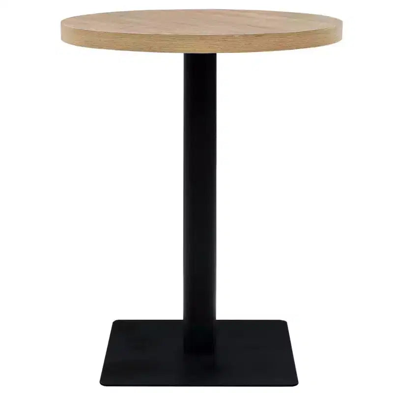 vidaXL Bistro Table Kitchen Bar Table Dining Room Table Engineered Wood and Steel Round - Oak  23.6 x 29.5