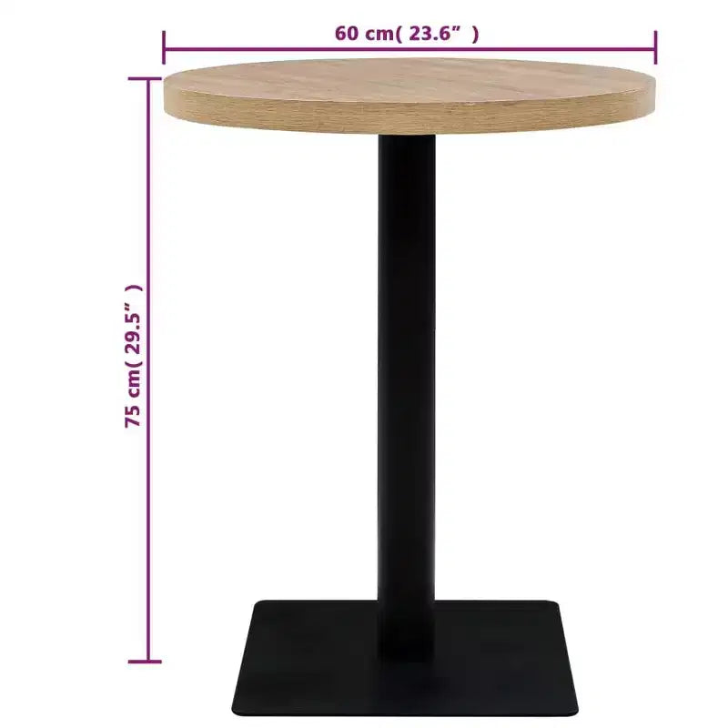 vidaXL Bistro Table Kitchen Bar Table Dining Room Table Engineered Wood and Steel Round - Oak  23.6 x 29.5