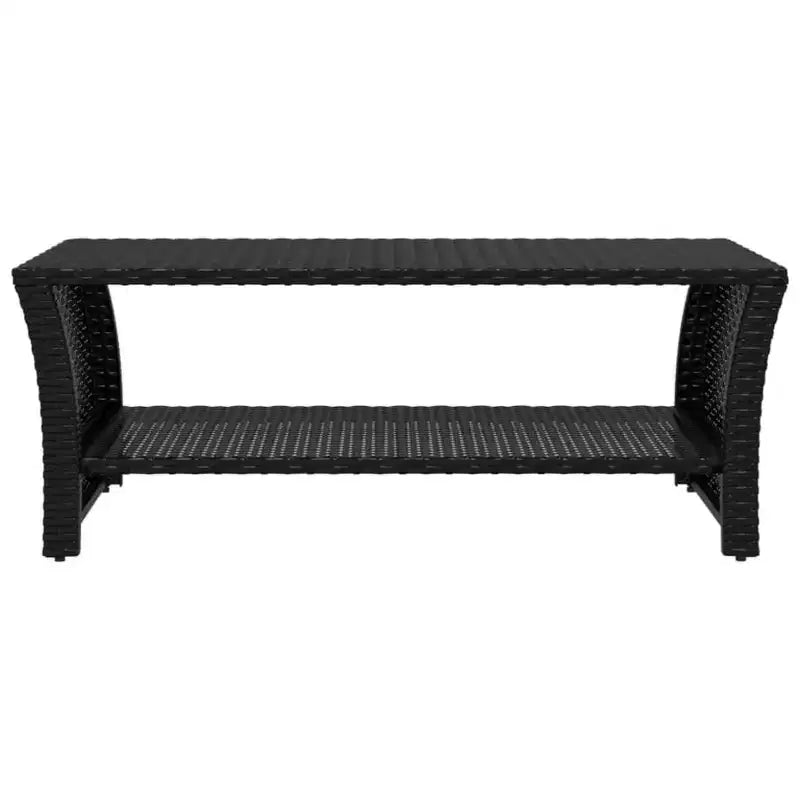vidaXL Coffee Table Black PE Rattan, Powder-Coated Steel 39.4x19.7x15.7 in - Black