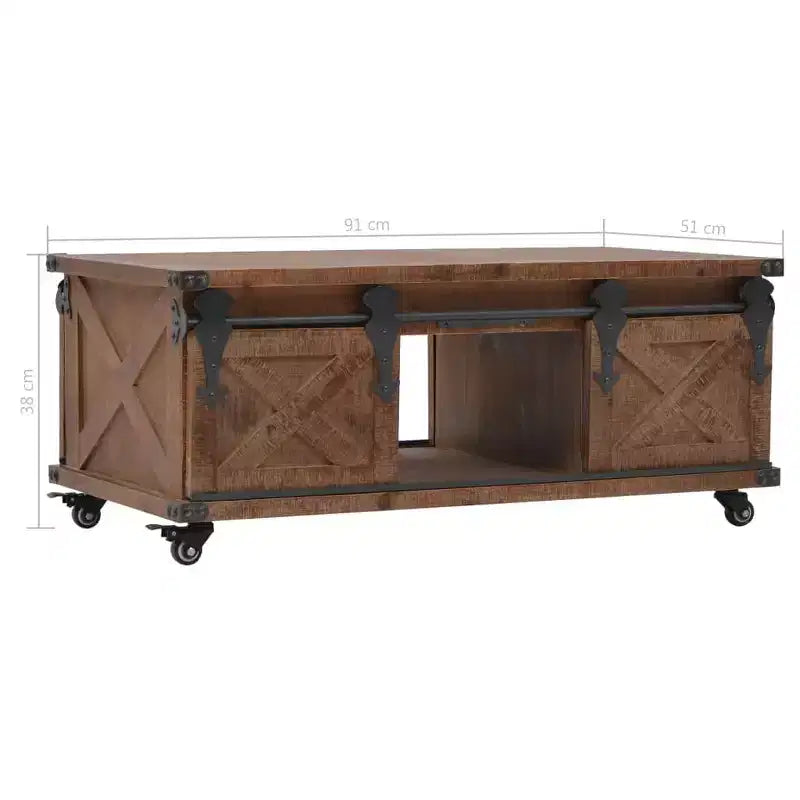 vidaXL Coffee Table Solid Fir Wood 35.8x20.1x15 Brown