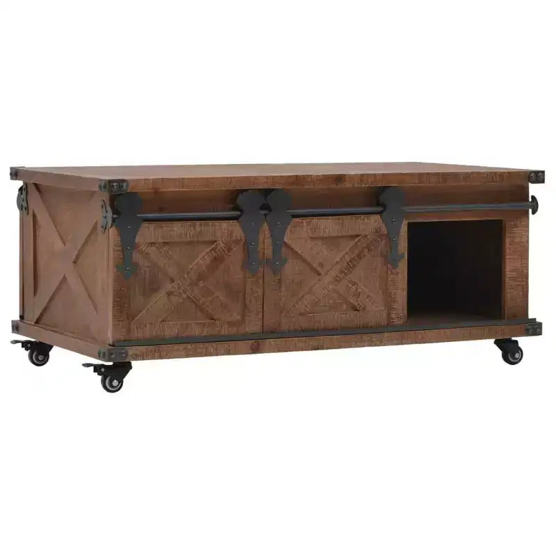 vidaXL Coffee Table Solid Fir Wood 35.8x20.1x15 Brown