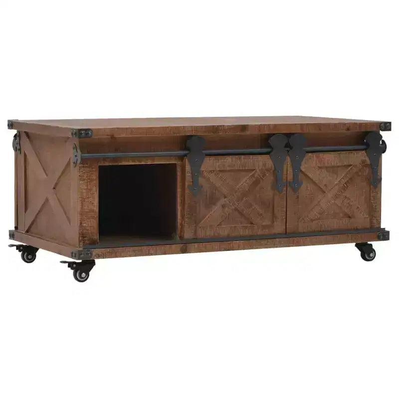vidaXL Coffee Table Solid Fir Wood 35.8x20.1x15 Brown