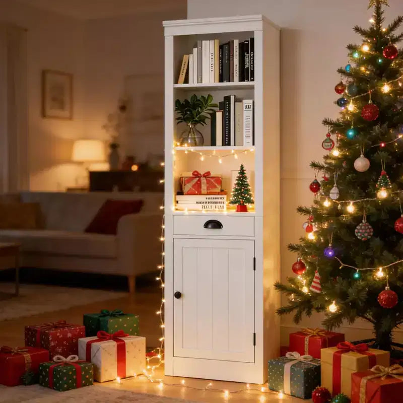 3-Shelf Bookcase with Cabinet, 71 Tall Bookshelf with Open Shelves & Door Storage, Adjustable Organizer for Living Room, Office, Bedroom