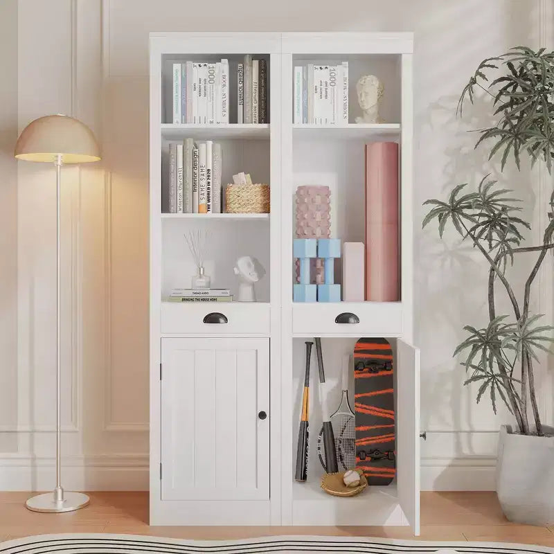 3-Shelf Bookcase with Cabinet, 71 Tall Bookshelf with Open Shelves & Door Storage, Adjustable Organizer for Living Room, Office, Bedroom