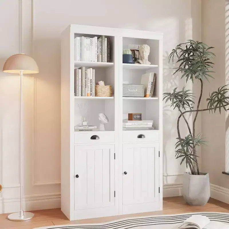 3-Shelf Bookcase with Cabinet, 71 Tall Bookshelf with Open Shelves & Door Storage, Adjustable Organizer for Living Room, Office, Bedroom