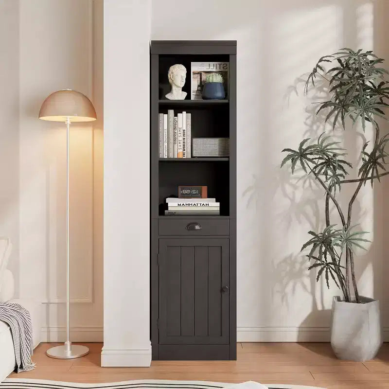 3-Shelf Bookcase with Cabinet, 71 Tall Bookshelf with Open Shelves & Door Storage, Adjustable Organizer for Living Room, Office, Bedroom