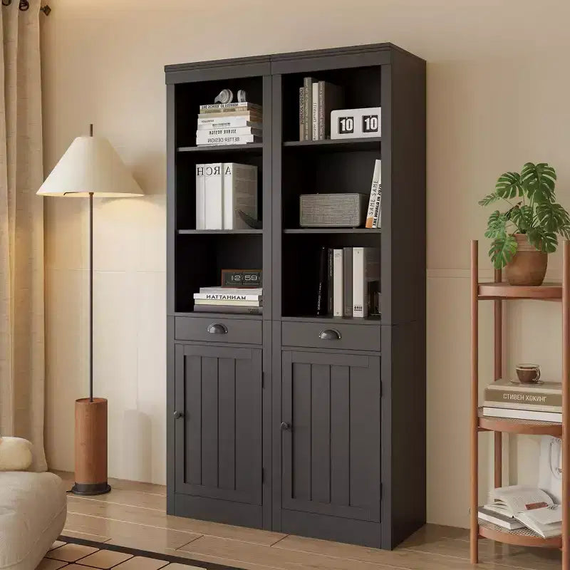 3-Shelf Bookcase with Cabinet, 71 Tall Bookshelf with Open Shelves & Door Storage, Adjustable Organizer for Living Room, Office, Bedroom