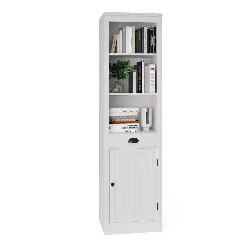 3-Shelf Bookcase with Cabinet, 71 Tall Bookshelf with Open Shelves & Door Storage, Adjustable Organizer for Living Room, Office, Bedroom