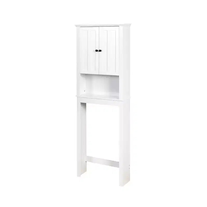 Over The Toilet Bathroom Storage Cabinet, Space Saver Cabinet Organizer With 2 Doors 1 Open Storage Shelf For Bathroom Storage White