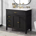 36 Black Bathroom Vanity Sink Combo with Storage , Wood Bathroom Floor Cabinet with Drawers for Small Space