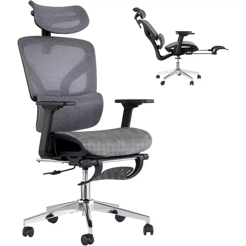 Acekool Ergonomic Mesh Office Chair with Footrest, 4D Armrests & Adjustable Lumbar for Home or Gaming Room