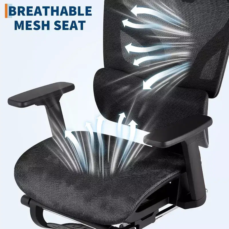 Acekool Ergonomic Mesh Office Chair with Footrest, 4D Armrests & Adjustable Lumbar for Home or Gaming Room