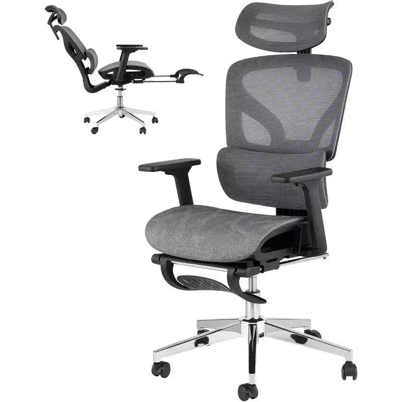 Acekool Ergonomic Mesh Office Chair with Footrest, 4D Armrests & Adjustable Lumbar for Home or Gaming Room