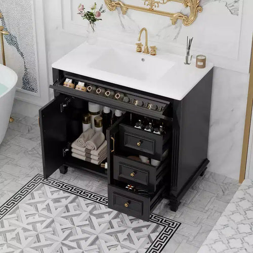 36 Bathroom Vanity Sink Combo with Storage , Bathroom Floor Cabinet with Drawers and Soft Close Doors